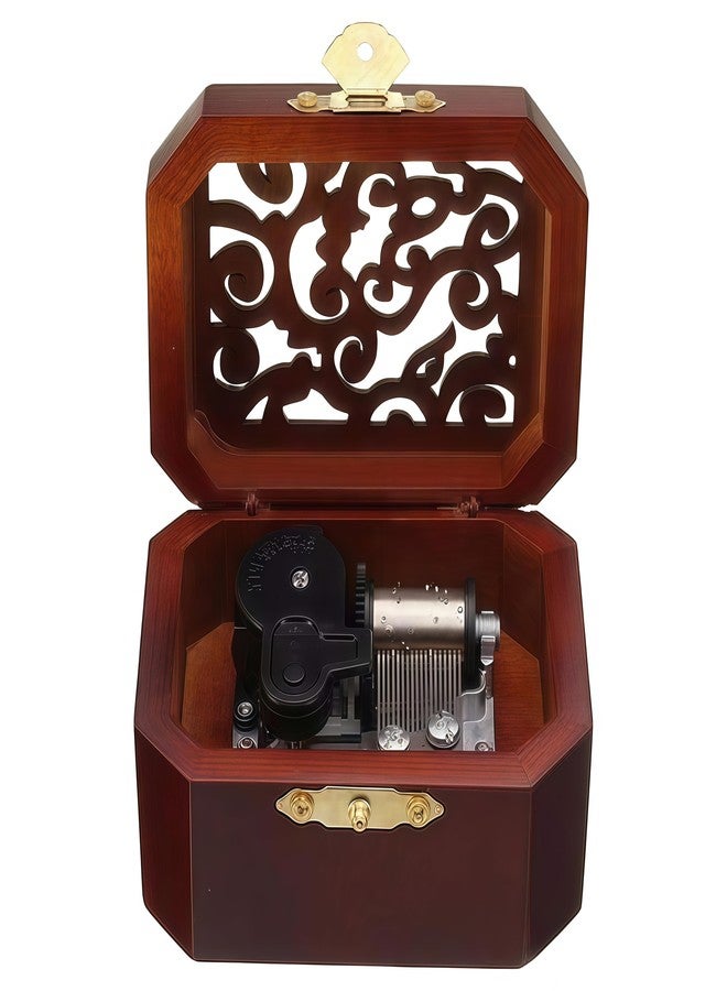 Biscount Mini Hollow Antique Carved Music Box Wind Up Wooden Musical Box Toy - Hedwig's Theme Valentine's Day Gift Present - Image 1